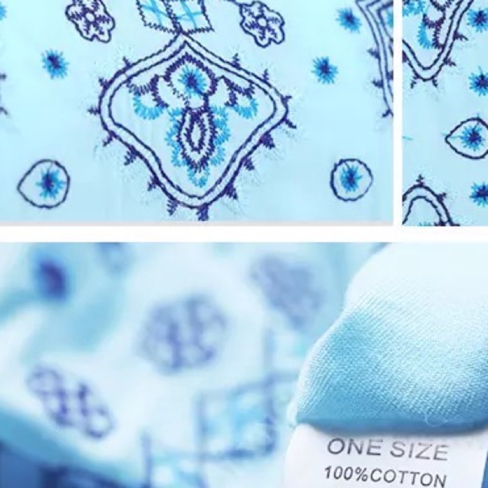 Baby Blue Embroidered Cotton Kaftan Kimono Maxi Dress, Light Blue Maxi Caftan - Picture 5 of 5